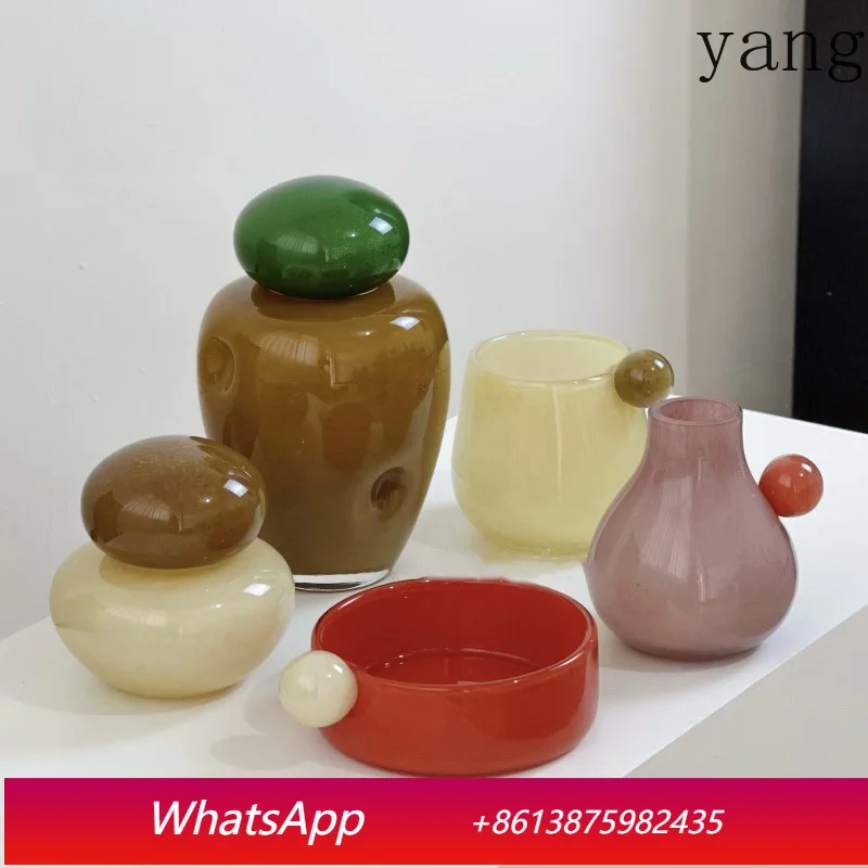 

Colored stone glass vase creative flower pot desk decoration room aesthetic decoration