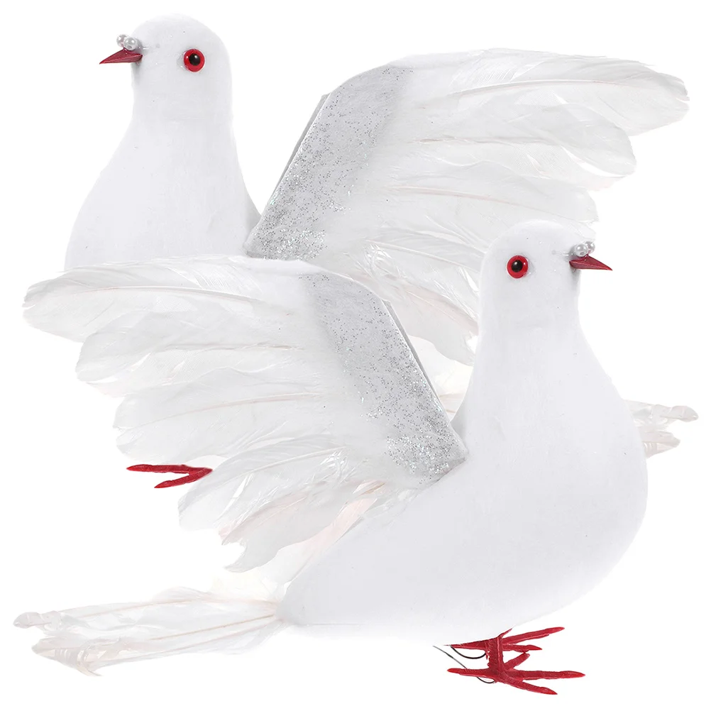 

2 Pcs White Doves for Decoration Ornaments Christmas Body Wash Artificial Birds Decorations