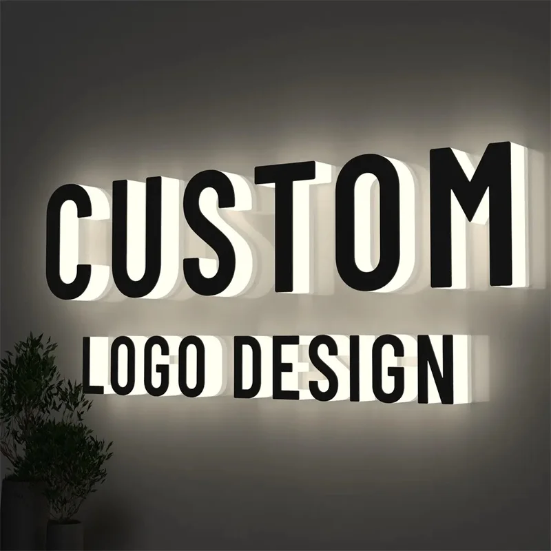 

Custom 3D Metal Backlit Sign,Sign For Business,Halo illuminated 3D Logo,Office Backlit Signage,Custom Led Letter Sign