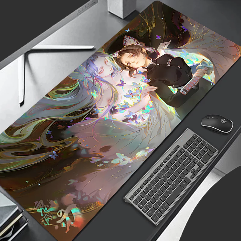 Mouse Pad Non-Slip Gaming Rubber Mouse Computer Keyboard Mats Game accessories PC carpet Demon Slayer Kochou Shinobu Mousepad XL