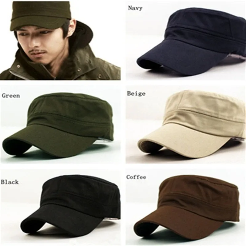 1PC Fashion Men Women Five Colors Unisex Adjustable Classic Style Plain Flat Vintage Army Hat Cadet Military Patrol Cap Best 3.8