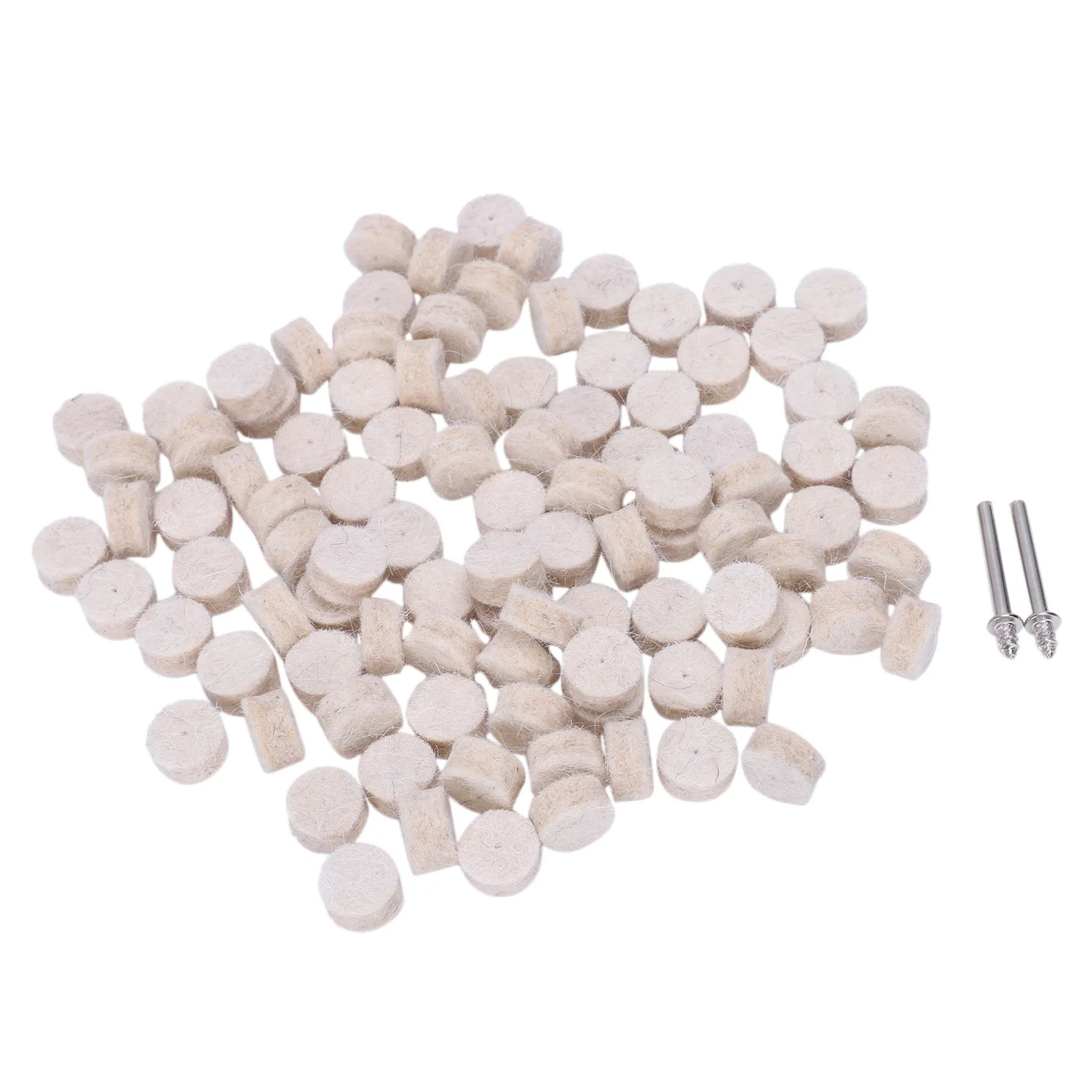 M05K 100pcs Wool Felt Polishing Buffing Round Wheel Tool + 2 Shank For Dremel Rotary