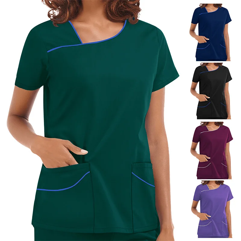 Enfermagem Respirável das mulheres Scrubs, Uniformes de Elasticidade, Pet Clinic Enfermeira Workwear, Médico Vestuário Fino, Cor Sólida, Atacado