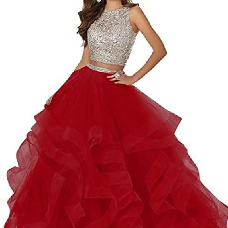 Vestidos brillantes sin mangas para quinceañera, elegantes vestidos de noche con cuello redondo para graduación, múltiples colores disponibles, talla grande, hechos a medida