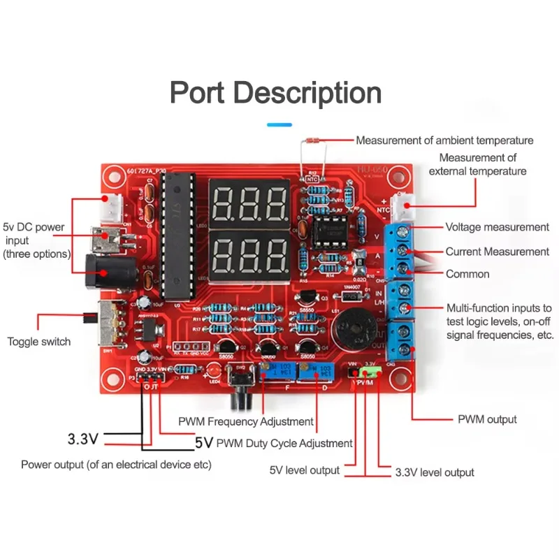 LED Digital Multimeter DIY Kit Multifunctional Voltage and Current Tester Detector Welding Practice Kit Signal Generator Module