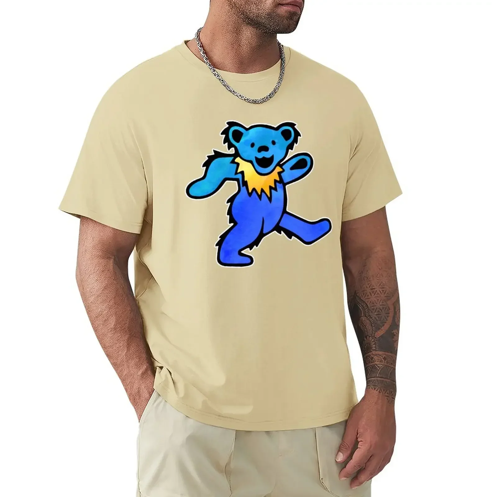 Blouse blacks boys animal print big and tall t shirts for men Blue Grateful Dancing Hippie Classic Rock Dead Bear T-Shirt summer image 3