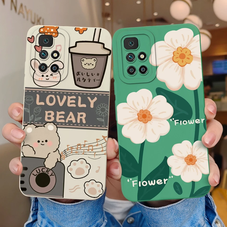 Phone Case For Xiaomi Redmi 10 4G 5G High Quality Shockproof Square Cover Liquid Silicone Sweet Girls Avocado For Redmi10 Fundas