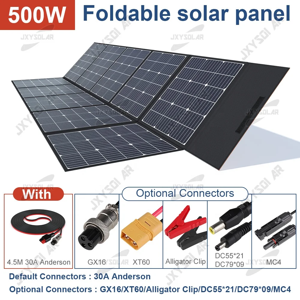 500W 18V Portable Foldable Solar Panel Kit Charge 12V Batteries/Power Station (AGM/ Lifepo4) RV Camping Trailer Emergency Power