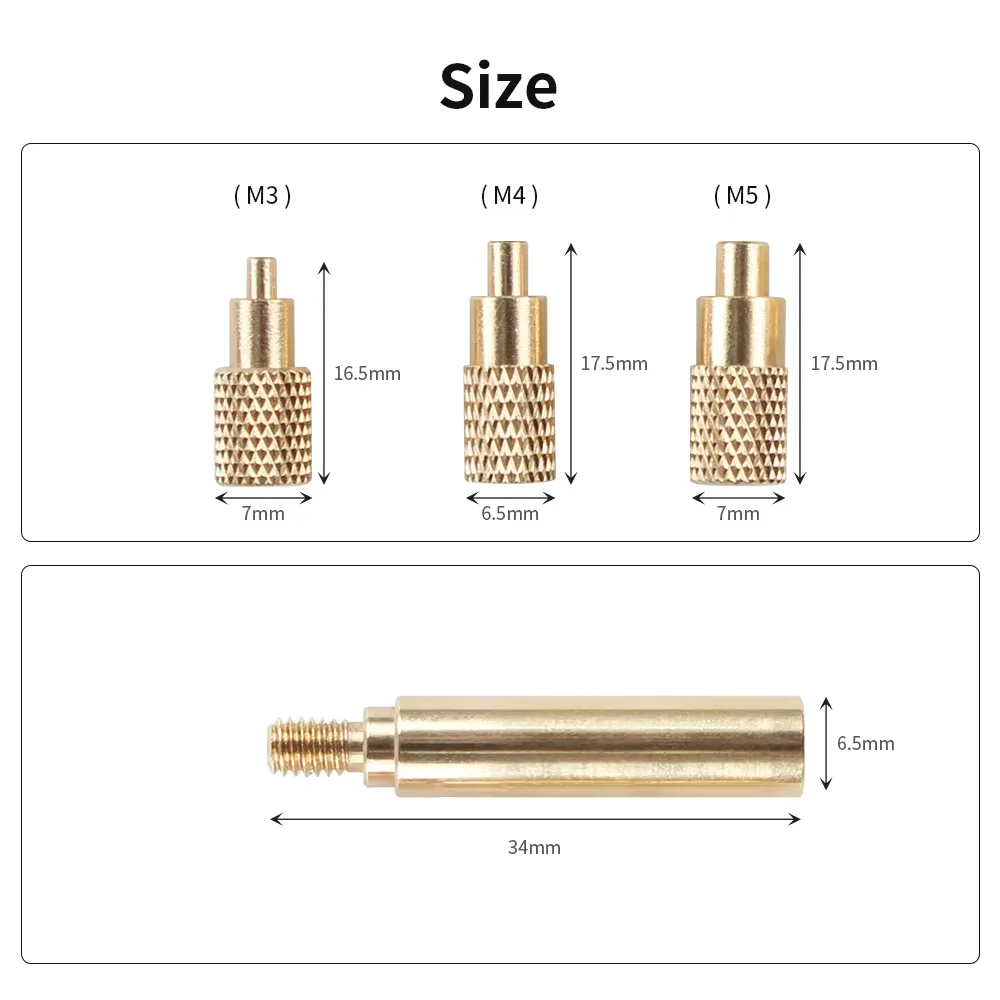 Heat Insert Nut Iron Tip M2-M8 Brass Hot Melt Nut Heat Insertion Tool for Plastic 3D Printer Heat Set Insert Soldering Iron Tips