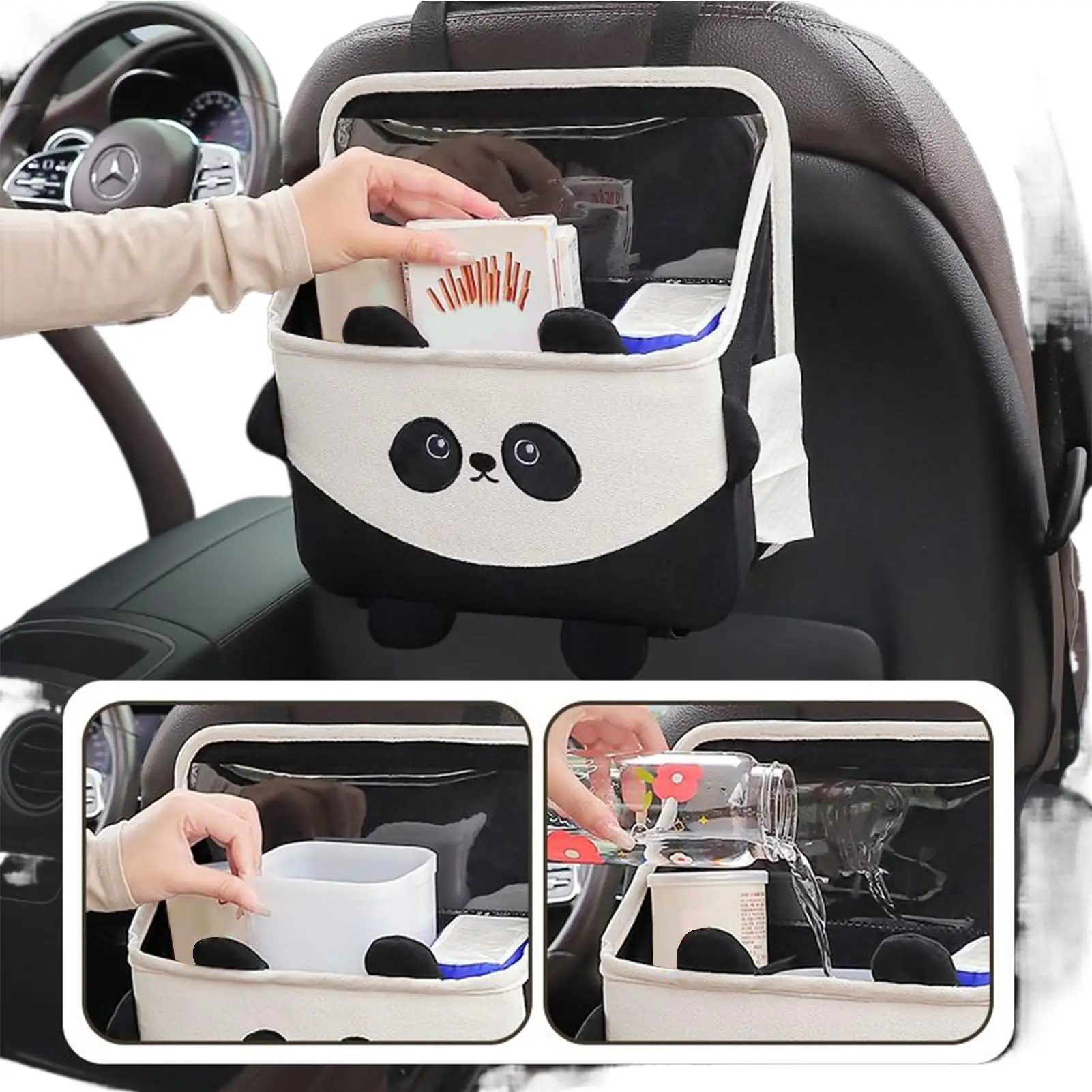 Backseat Trash Can Wear-Resistant Soft Storage Bag Auto Backseat Caddy Organizer For Family Friends Mobile Phones Files Toys