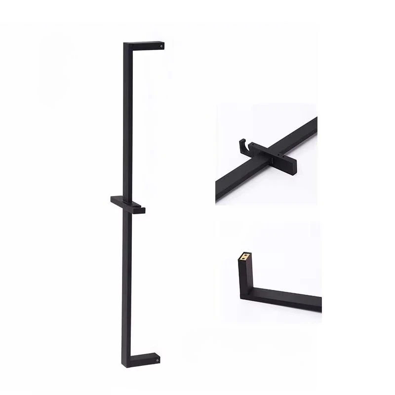 

Высококачественная регулируемая душевая штанга квадратная матовая черная из латуни