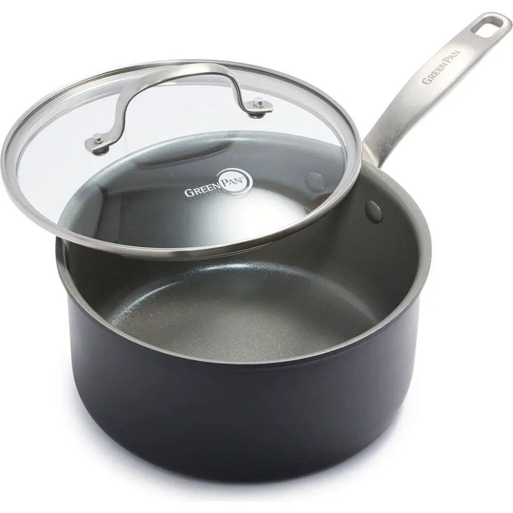 

Chatham Hard Anodized Healthy Ceramic Nonstick, 3QT Saucepan Pot with Lid, PFAS-Free, Dishwasher Safe, Oven Safe