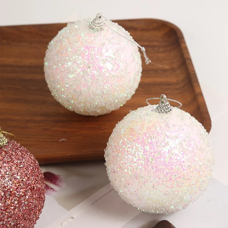 6/30 قطعة بريق الشمبانيا الأبيض الأحمر كرات عيد الميلاد الحلي تألق شجرة عيد الميلاد معلقة الكرة المعلقات السنة الجديدة ديكور الحفلات