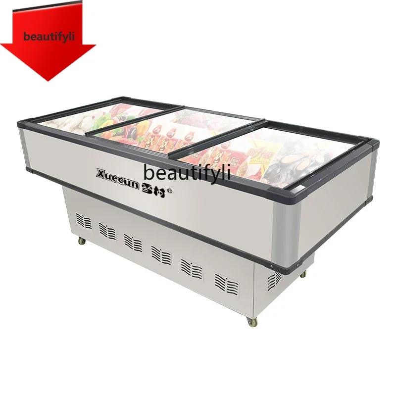 

A61 Freezer horizontal commercial silver gray seafood refrigerated display fresh-keeping freezer à la carte cabinet