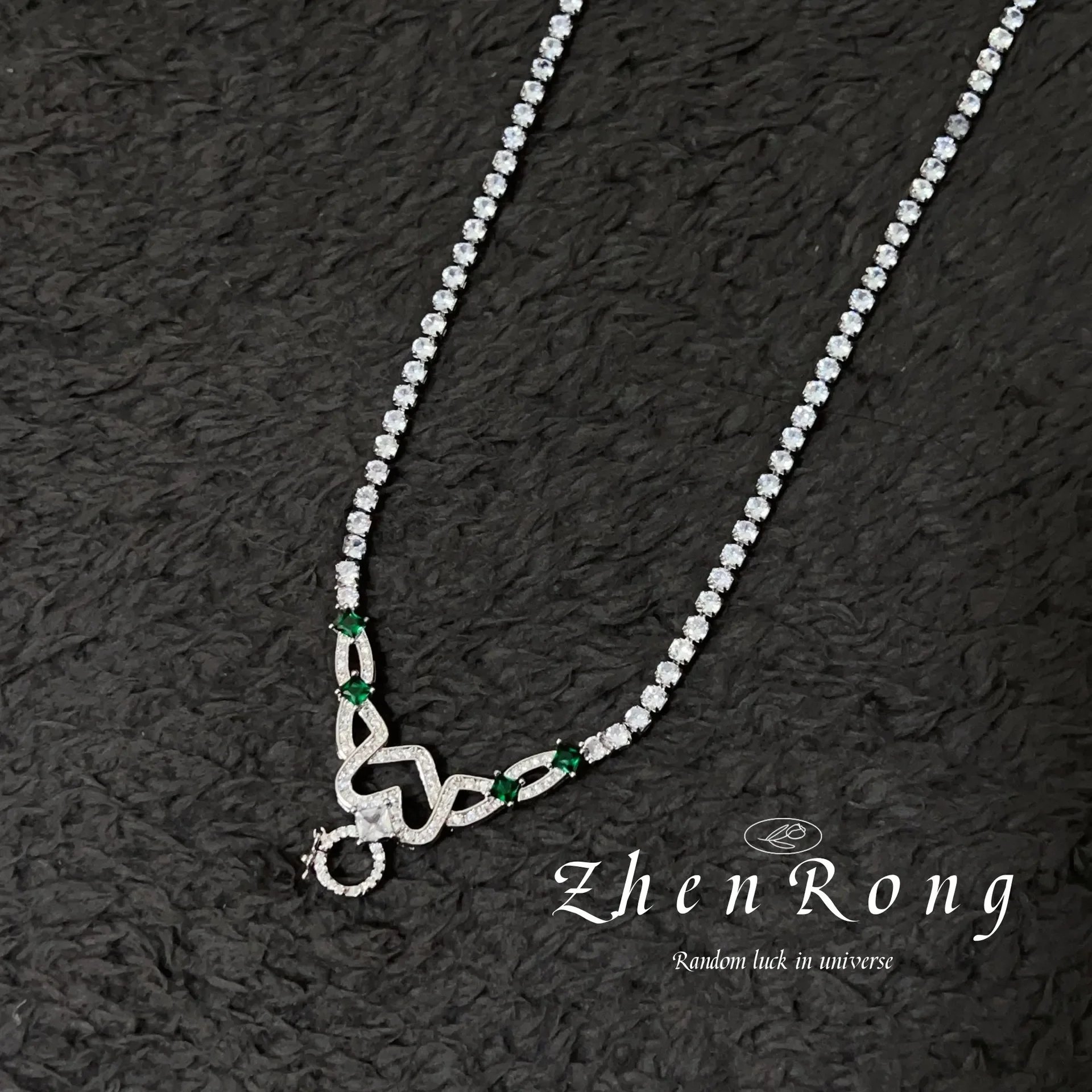 S925 Sterling Silber Halskette Haute Couture Voll-Diamant-Design Universalkette mit Universalknopf für Frauen und Mädchen – Detail 2