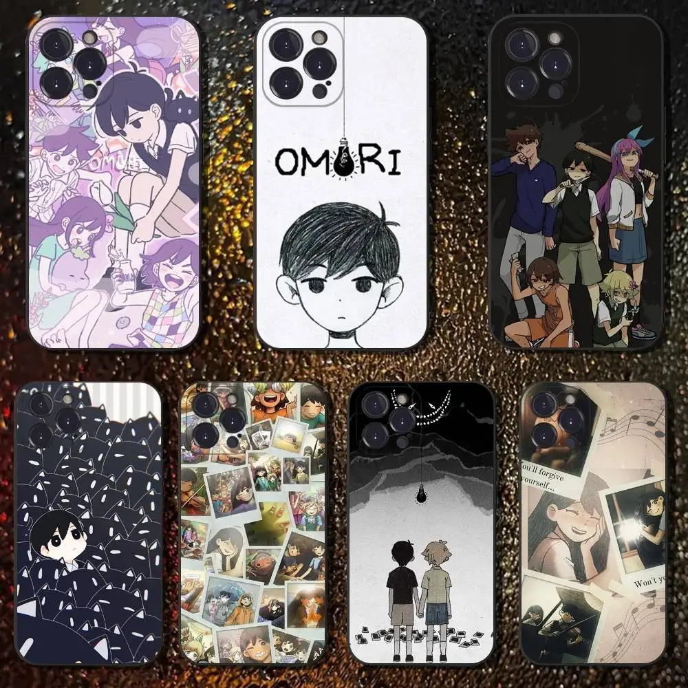 

O-Omori Game Phone Case For iPhone 16,15,14,13,12,11 Plus,Pro Max,XS,X,XR,SE,Mini,8,7,Soft Silicone Black Cover