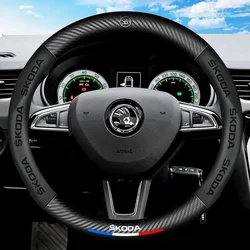 38cm For Skoda VRS Kodiaq Karoq Kamiq Octavia 1 a5 Scala Superb Yeti Fabia ENYAQ Citigo Carbon Fiber Car Steering Wheel Cove