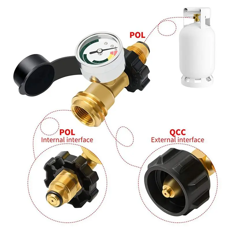 2Pack Propane Tank Gauge With POL Connection,For 5-100Lb Propane Tank, Stay Accurate At Different Temperatures