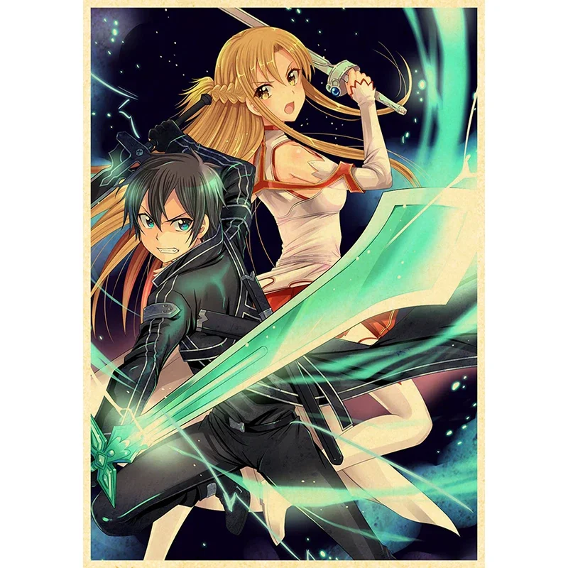 Anime Poster Sword Art Online Kraft Paper Vintage Posters Home Room Art Wall Stickers 4K High Quality