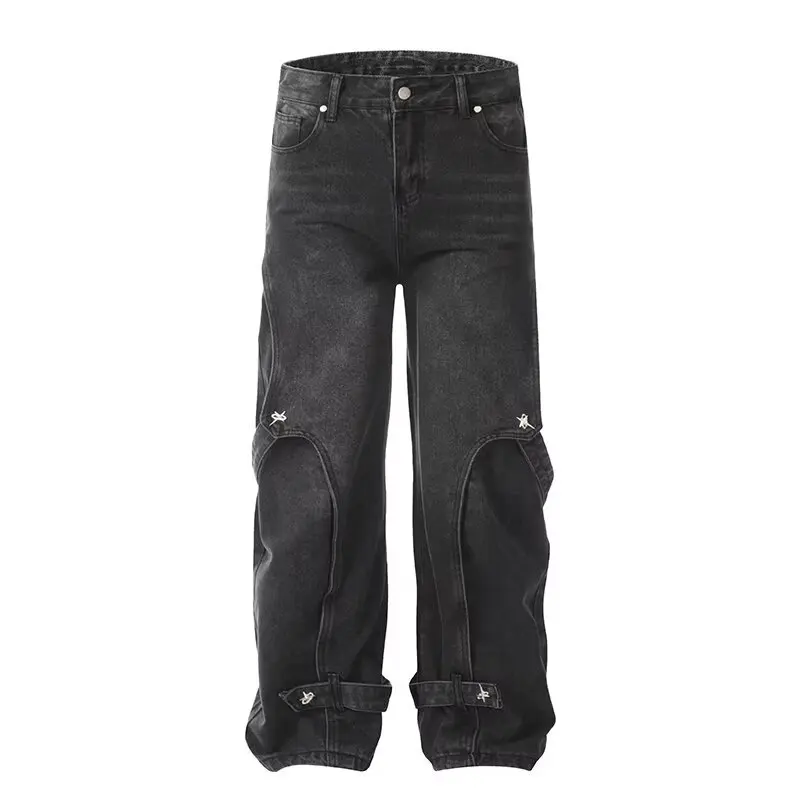 American Vintage High Street Men's Jeans Fashion Hip-hop Loose Straight Leg Jeans Men's Casual Wide Leg Pants Y2k Streetwear