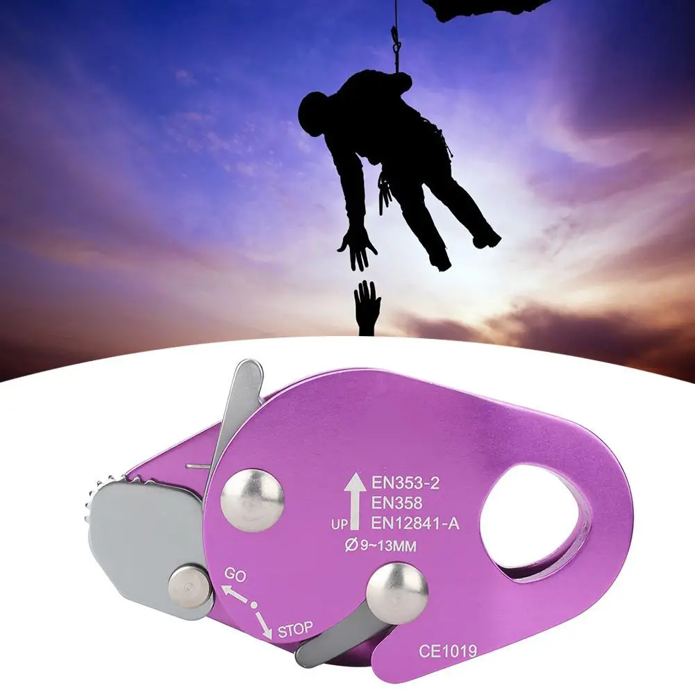 Self-Braking Climbing Descender for 9 -13mm Rope - Rescue Rappel Gear Accessory Clamp Grab