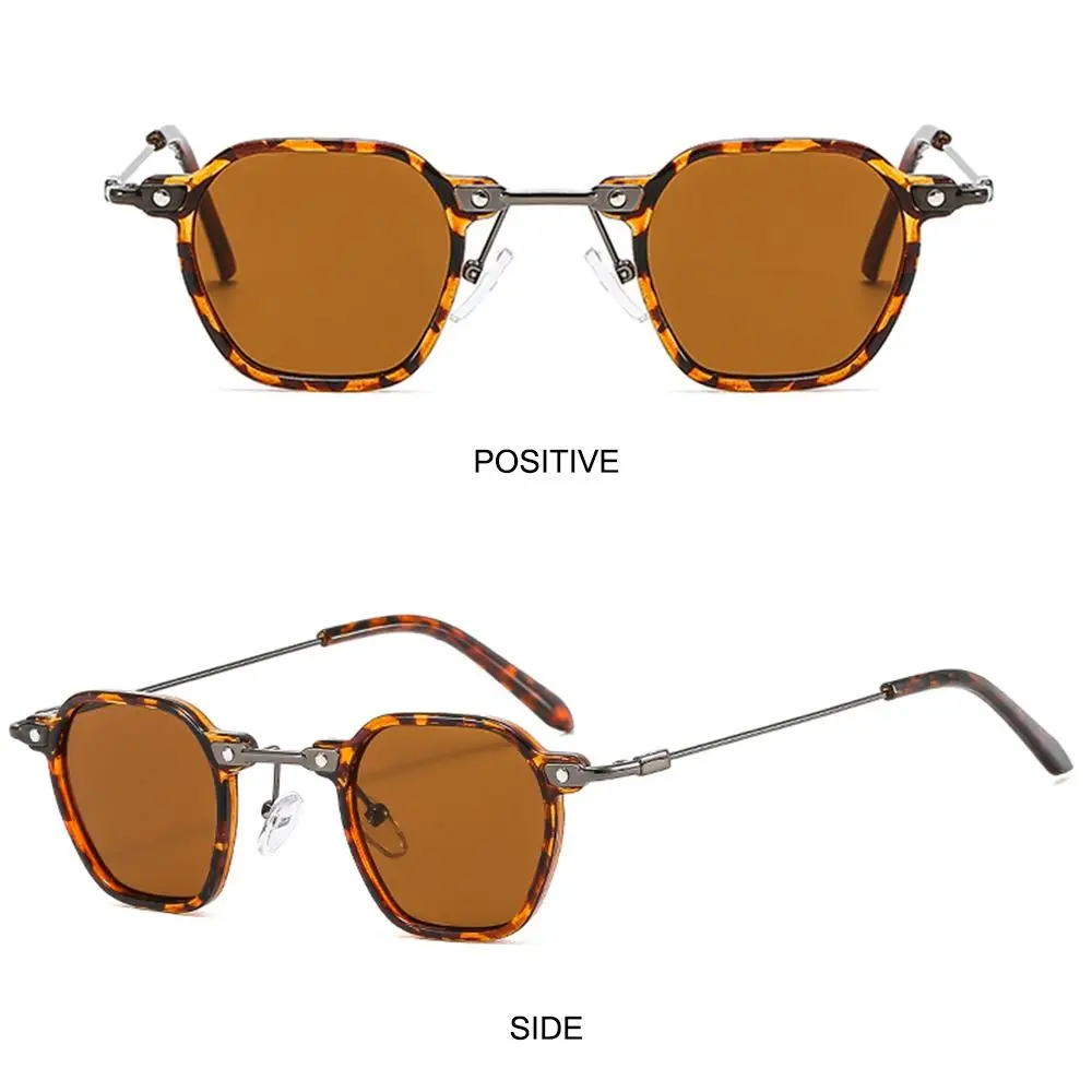 Small Polygon Frame Punk Sunglasses Vintage Avant Garde Small Sun Glasses Ocean Color Eyewear for Women & Men