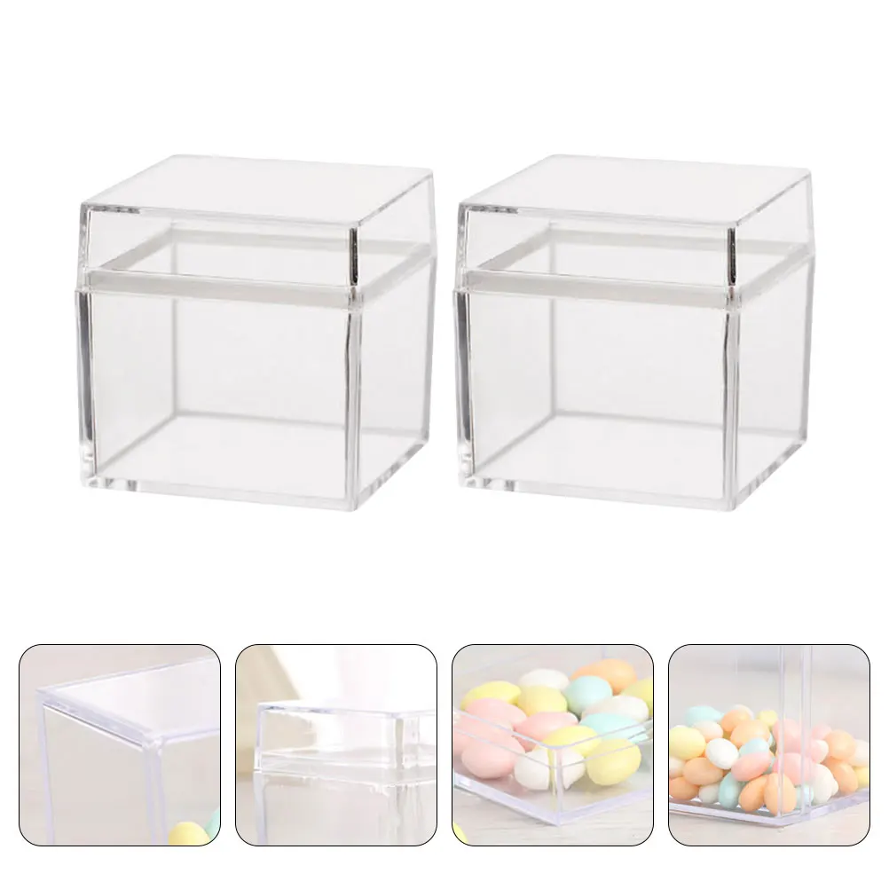 

2 Pcs Storage Display Case Transparent Candy Organizer Small Container