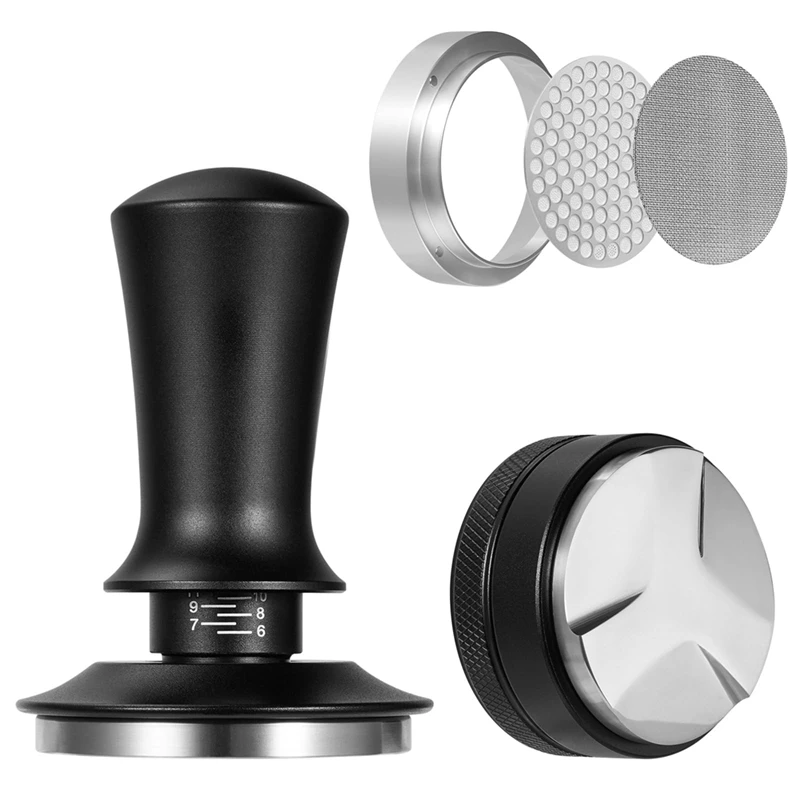 Espresso Tamper Set For 58 Mm Porta Filter, Coffee Tamper Adjustable Coffee Distributor And Tamper Dosing Puck Strainer