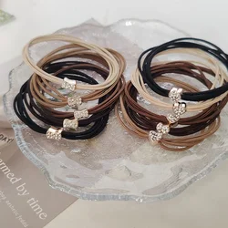 5PC Fashion European and American Heart Bow High Elasticity Hair Ties for Women Girls Ponytail Holder Korean Hair Accessories