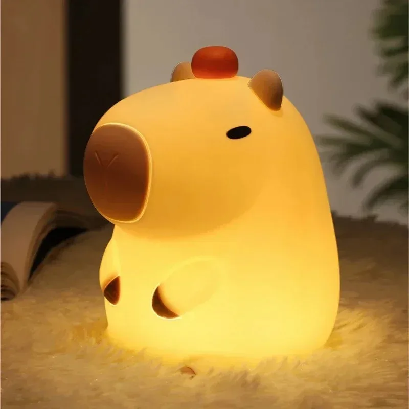 

LED Night Light Cute Cartoon Capybara Silicone Animal Lamp USB Rechargeable Timing Dimming Sleep Night Lamp for Children's Gifts