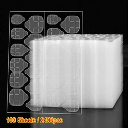 100 Sheets/2400 Pcs Double Sided Glue Nail Sticker Adhesive Tabs Waterproof Breathable Fake Nail Glue Stickers Jelly False Nails