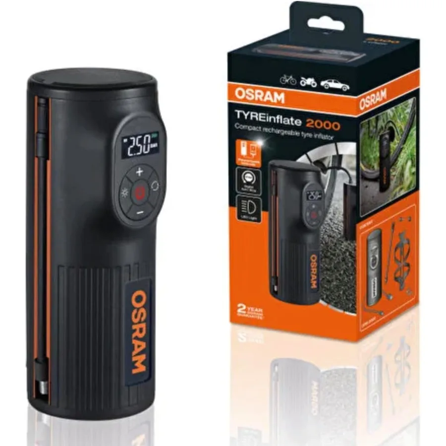 

2000 Compact Pump with LED Light Portable Compressor for Emergency Tire Inflation in Vehicles Ideal