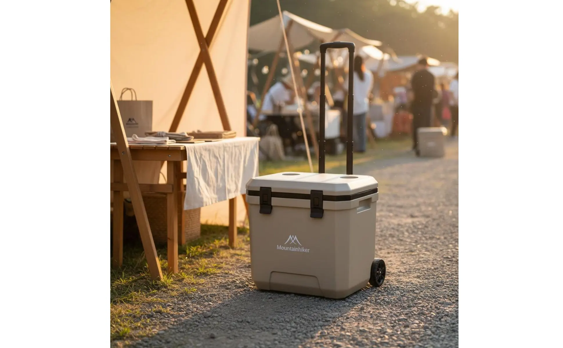 Wheeled Cooler Insulated Wheeled Cooler Box Portable Ice Chest Easy to Roll Cooling Gear Food Crisp for Market Stall, Car Travel