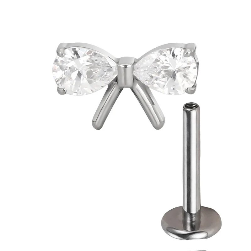 Titanium Ear Studs Earrings with CZ Paved Top