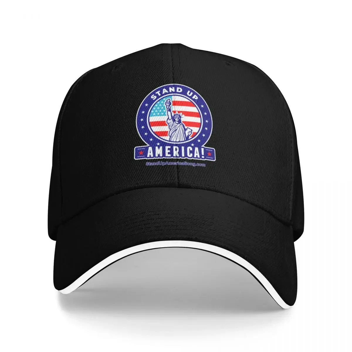 Stand Up, America! with slogan for Large Prints mostly for dark backgrounds Baseball Cap fun hats Caps Women Men's