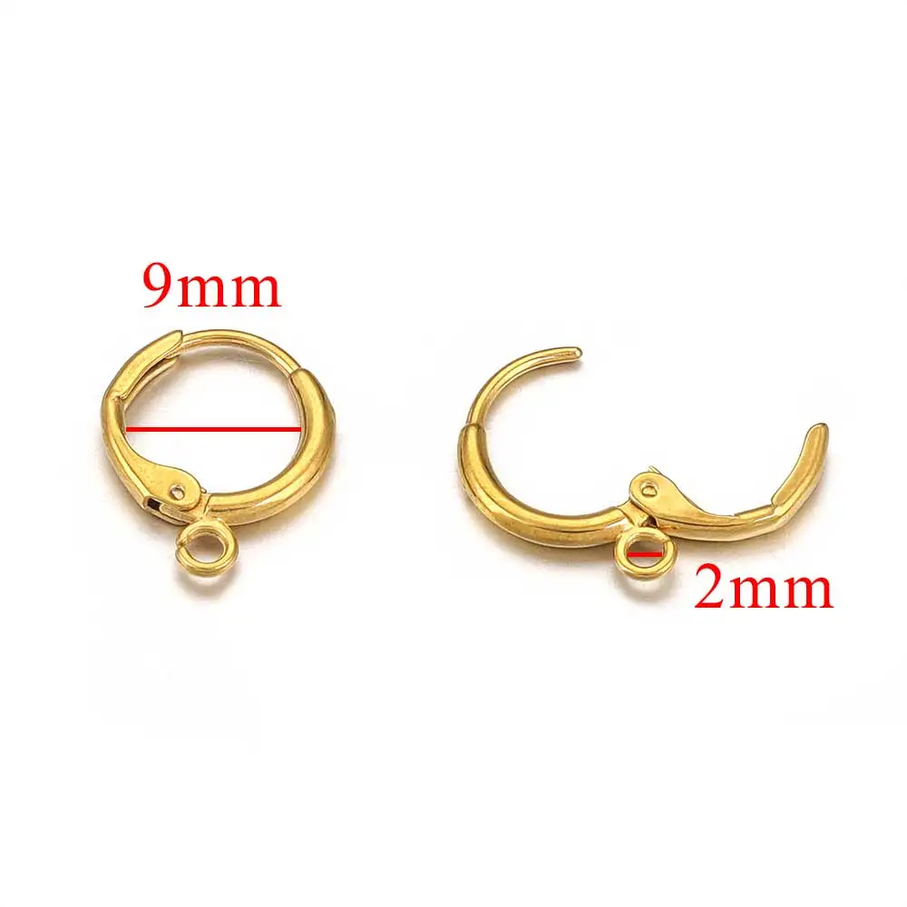 10pcs Stainless Steel Gold Plated Round Leverback Ear Clips European Style Earring for DIY Jewelry Making Accessories Wholesale