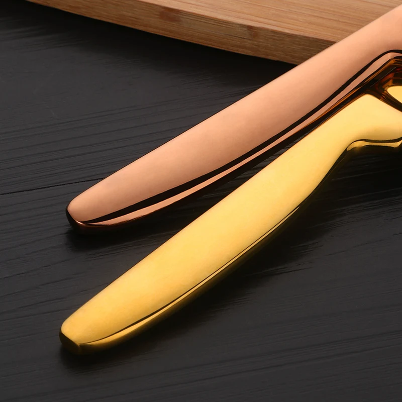 2Pcs Kitchen Knives Set BBQ Knife Fruit Cutter Slicer Stainless Steel Gold Cutlery Sharp Meat Fish Knife Cooking Tools OEM Logo