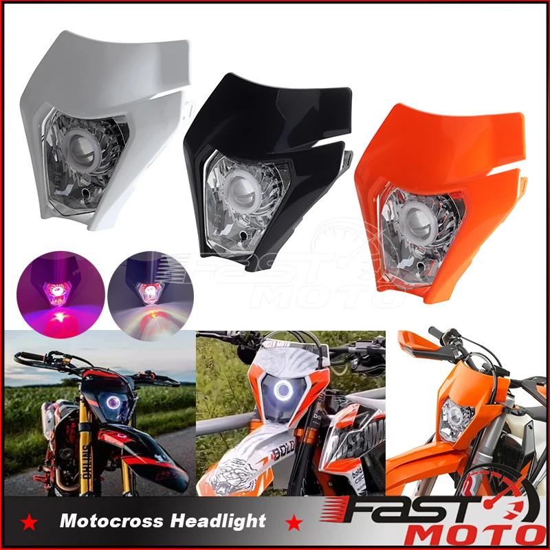 

Motorcycle Headlight Headlamp E8 E-Mark Head Light Supermoto Fairing Halo DRL For EXC SXF MX XC-W Dirt Bike Enduro Headlights