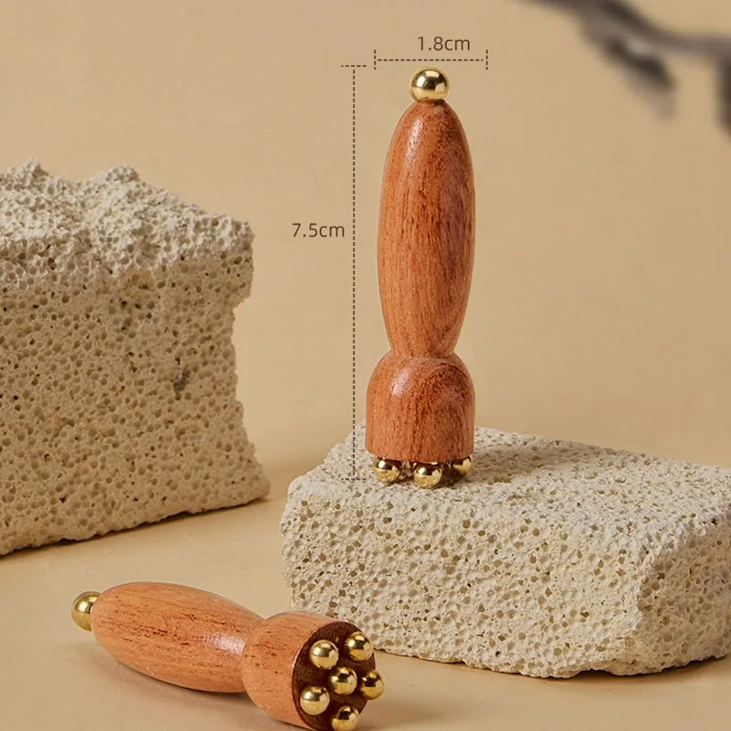 1 Piece Lotus Seedpod Brass & Rosewood Facial Gua Sha Tool Eye Relaxation Spot Meridians Acupoint Massage Handheld