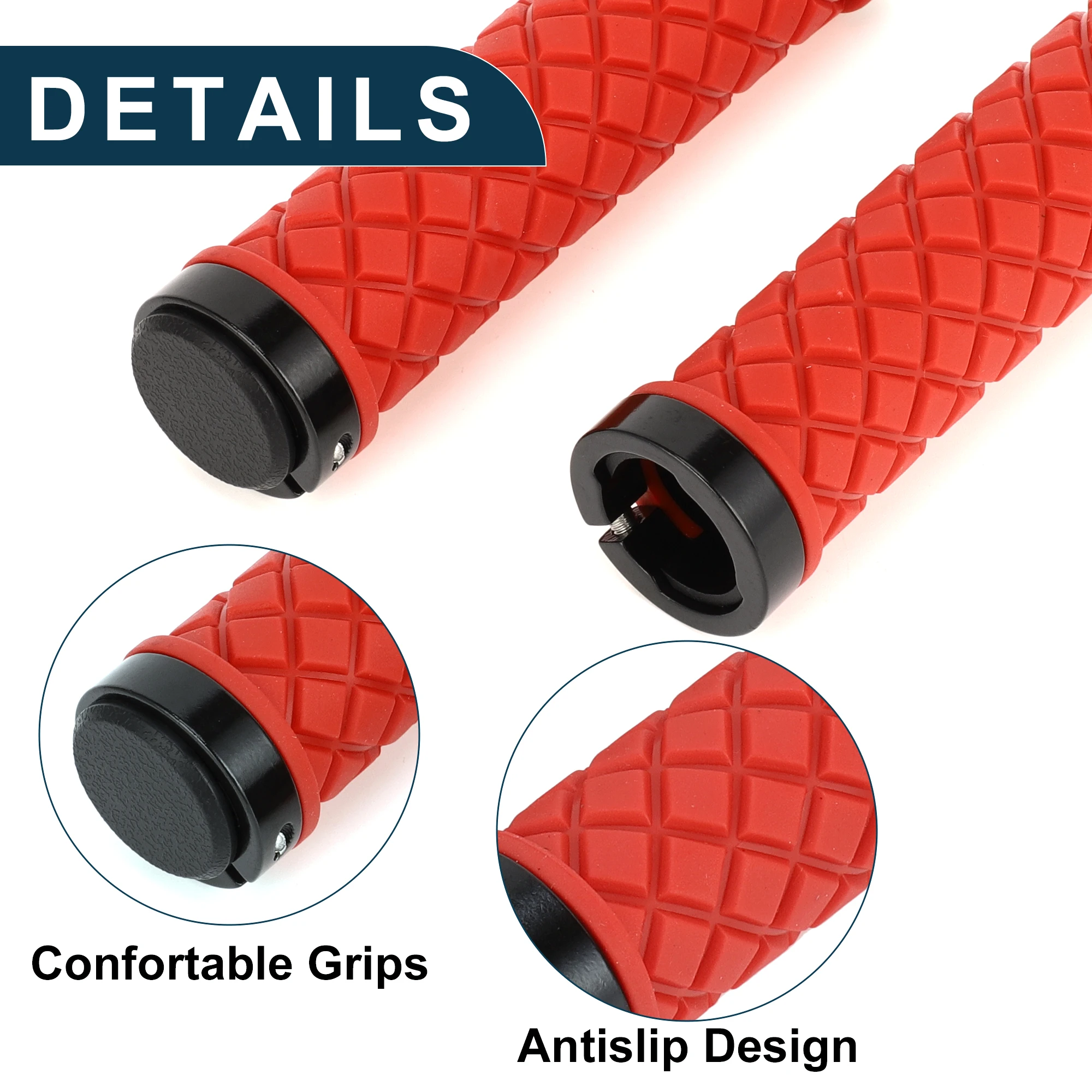 X Autohaux غطاء مقبض مقود الدراجة 128 مم خفيف الوزن MTB End Grips Protector أحمر مجموعة واحدة #4