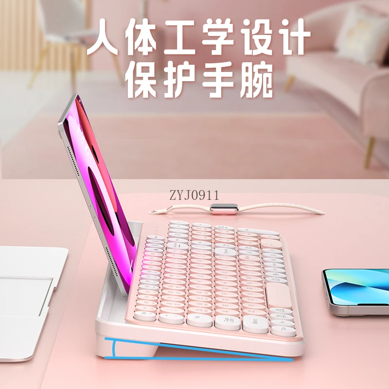 المزدوج بلوتوث اللاسلكية وضع مزدوج لوحة المفاتيح الماوس مجموعة الصامت الرجعية مفاتيح مستديرة الكمبيوتر المحمول سطح المكتب الهاتف المحمول اللوحي