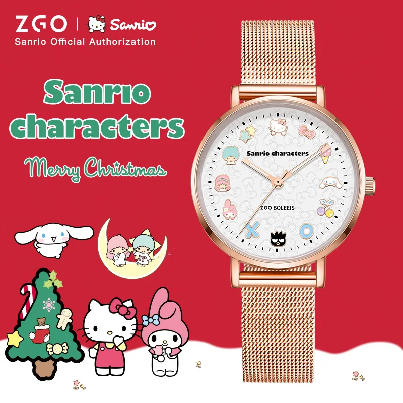 ZGO X Sanrio Olá Kitty Mulheres Relógios À Prova D' Água De Quartzo Relógio Criativo Dial Luminous Estudante Relógios De Pulso Presente 2081