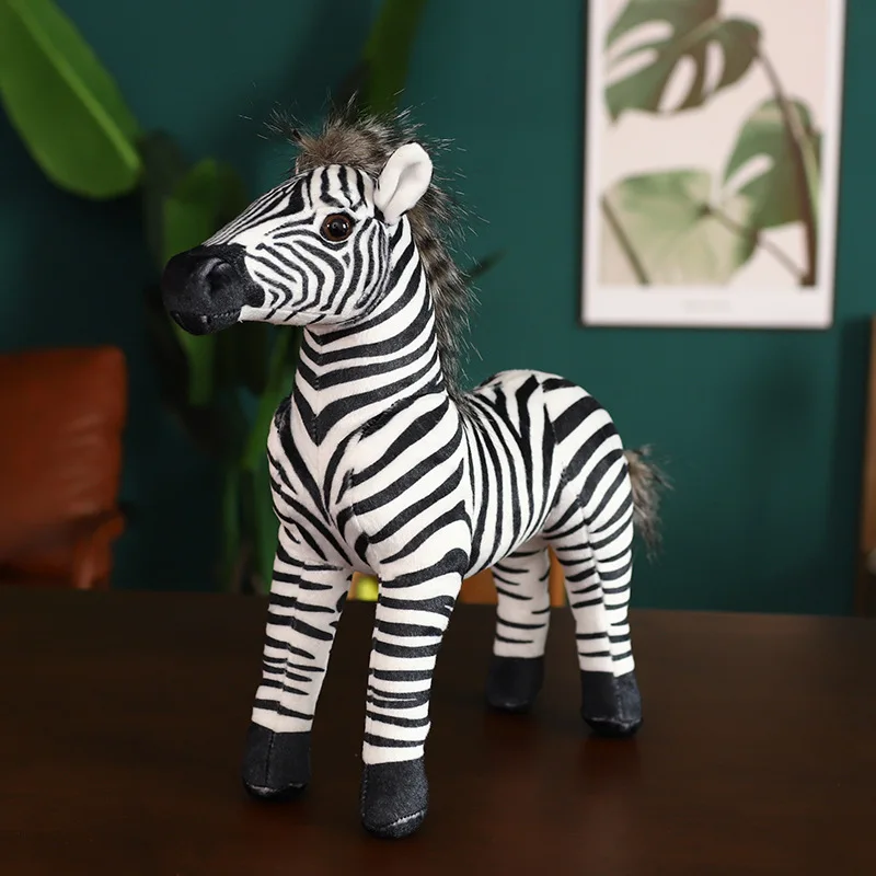 Real Life Standing Zebra Stuffed Animal, brinquedo de pelúcia, simulação Zebra Doll, fotografia adereços, Natal e presentes de aniversário para crianças