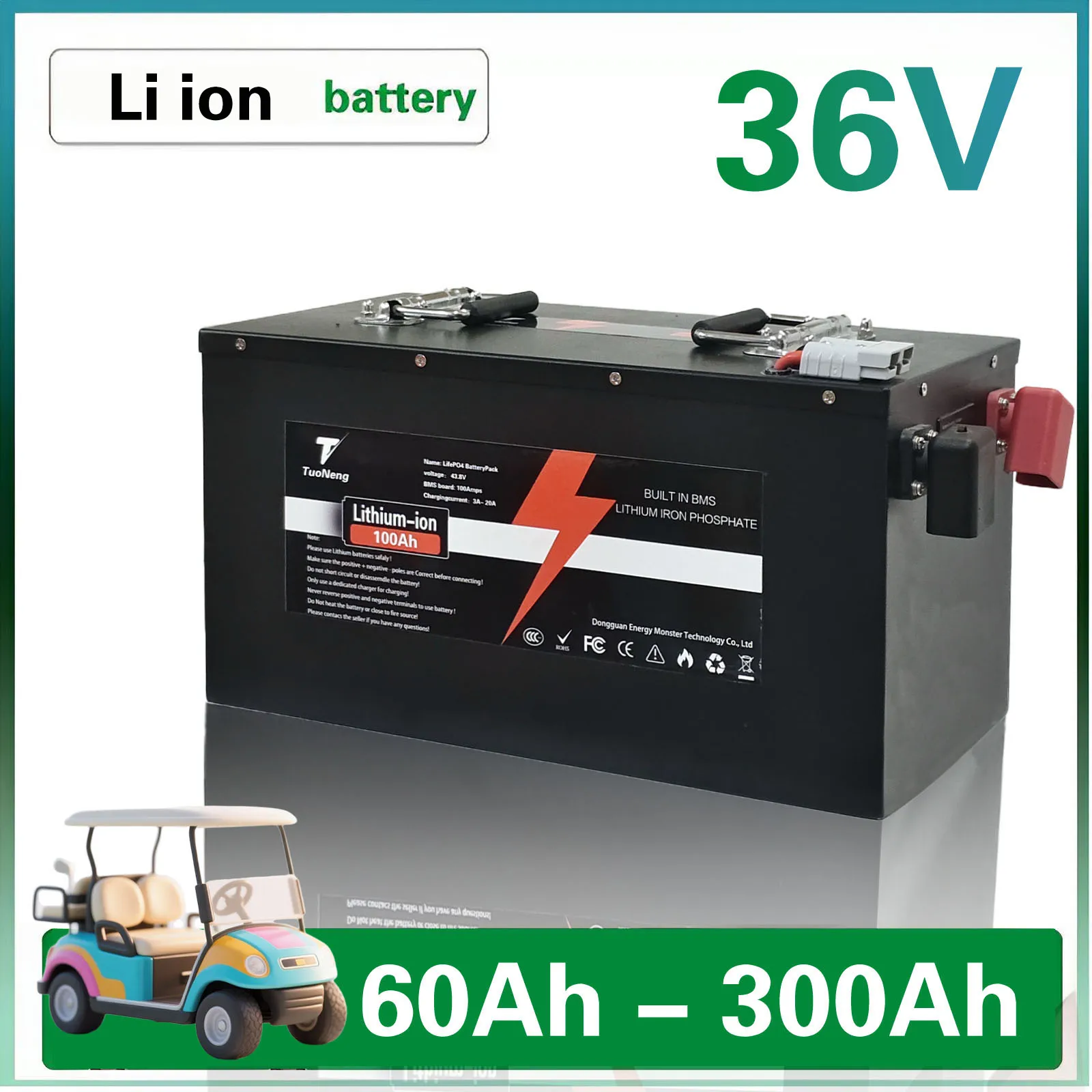 

36V 60AH 80AH 100AH 120AH 150Ah 200AH 300ah Lithium-Ion Battery, Golf Cart, Electric Vehicle outdoor camping RV+Charger