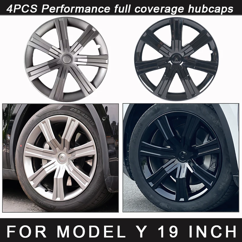 

4PCS Hub Cap for Tesla Model Y 19 Inch Performance Replacement Wheel Cap Automobile Full Rim Cover Accessories Hubcap 2021-2024