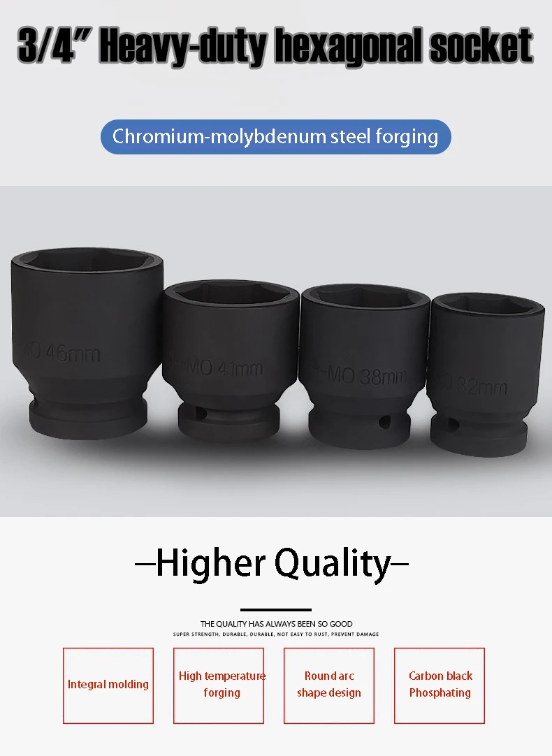 17-46mm Hochleistungs-Sechskant-Steckschlüssel 3/4-Zoll-Anschluss Industriequalität Schraubendreher Sechskant-Schraubendreher Elektrowerkzeug-Zubehör – Detail 2