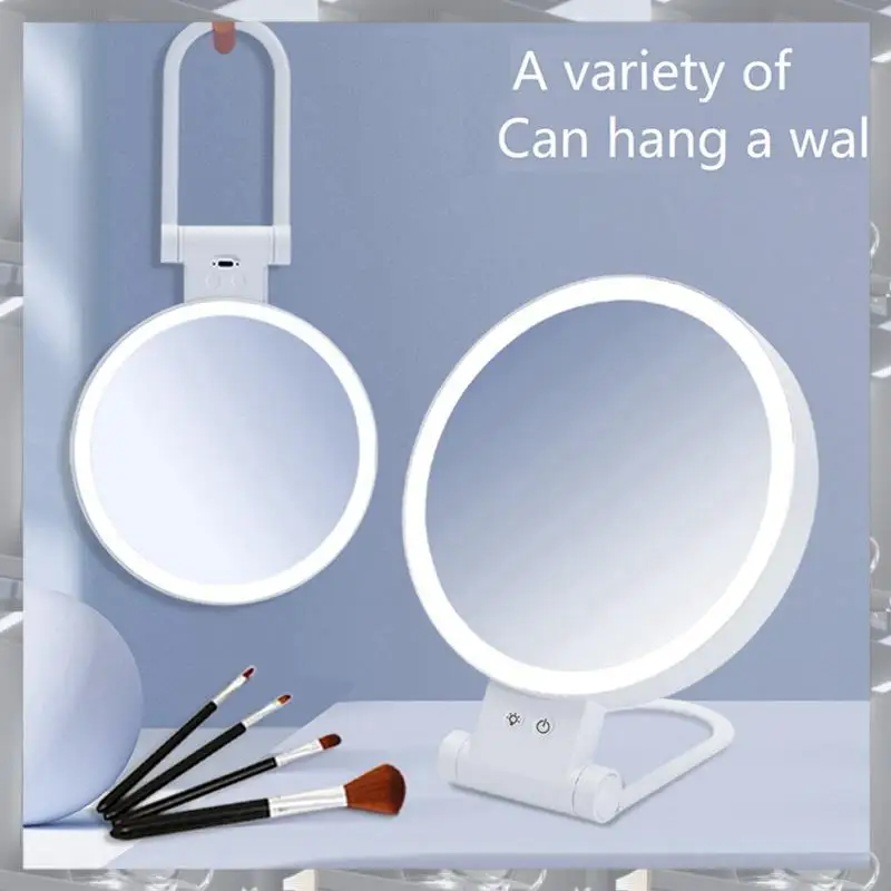 

Hot Selling-2Pcs 10X Magnifying Makeup Mirror With Lights And Magnification,3 Colors Desktop LED Mirror And Vanity Mirror For Tr