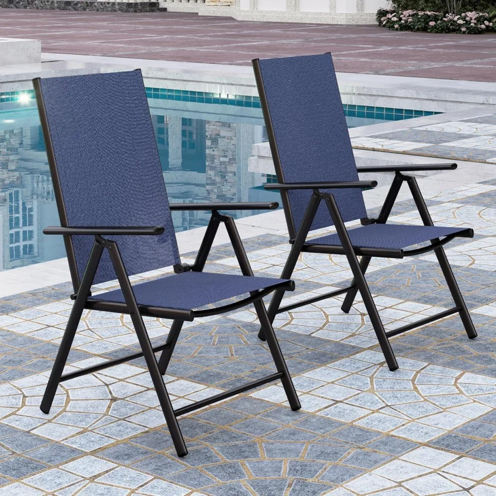 

Outdoor Patio Folding Chairs Set of 2, Portable Patio Dining Chairs with Adjustable Backrest for Outside, Garden, Customized
