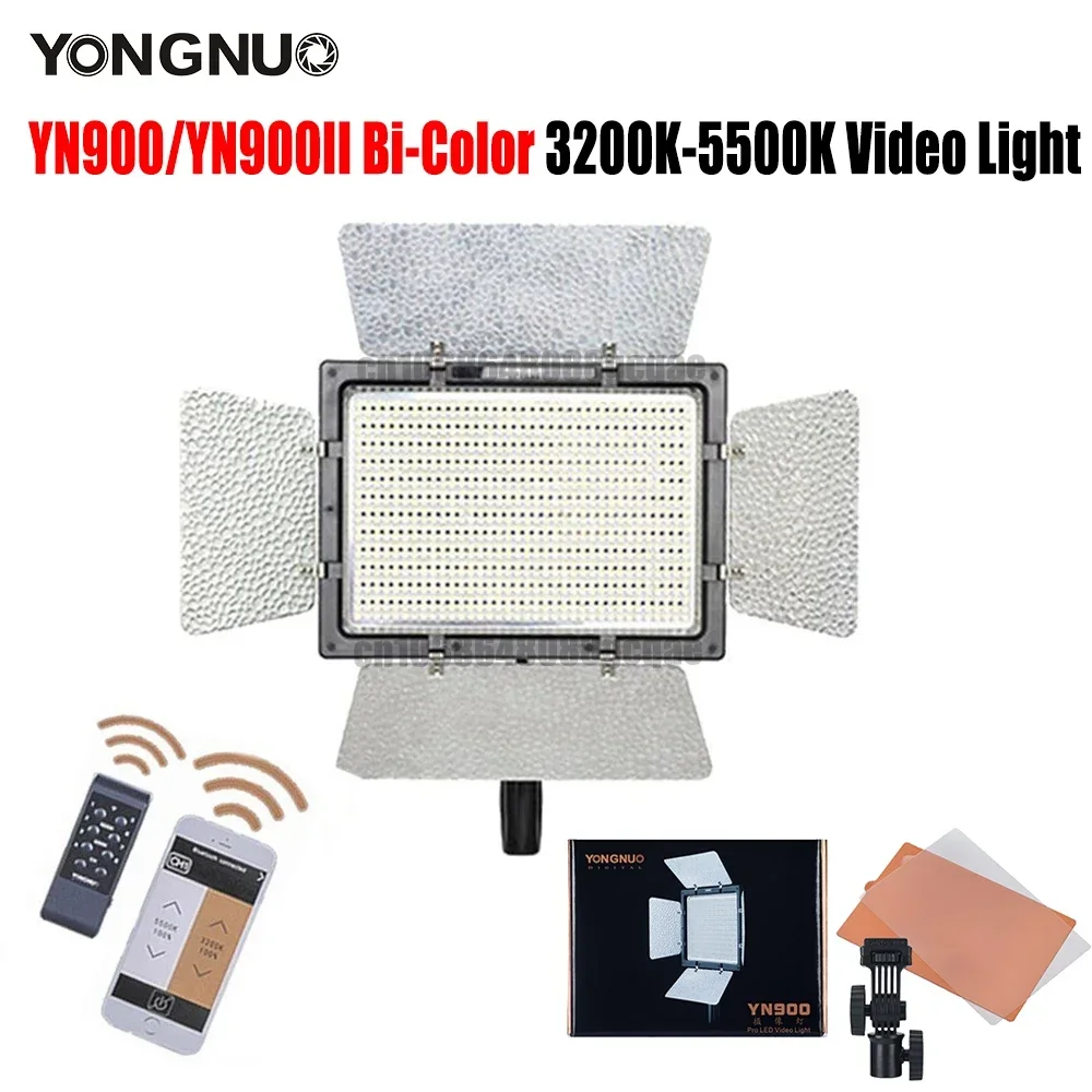 YONGNUO YN900 II Светодиодная лампа для видеосъемки, 54 Вт, двухцветная, 3200K-5600K, панель освещения для фотосъемки, лампа с управлением через Bluetooth, через приложение для телефона