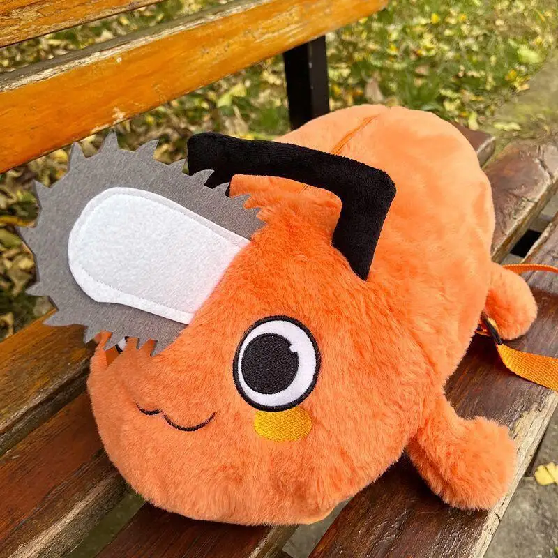 40Cm Chainsaw Man Pochita Modeling Plush Filling Zipper Backpack Adjustable Shoulder Straps Portable Travel Bag Graduation Gifts